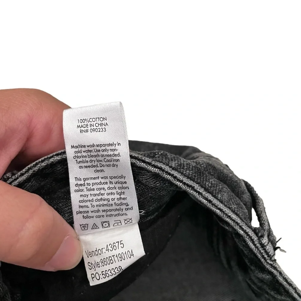 Pacsun Mom Denim Jeans 25 Dark Gray Straight Leg Whiskering Casual Pockets - Picture 5 of 8